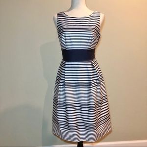 AGB Navy and White Striped Dress with Tie in Back